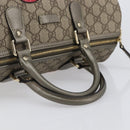 GUCCI GG Supreme Boston Bag PVC Beige Gold Tone 189895 Auth 202805V-7