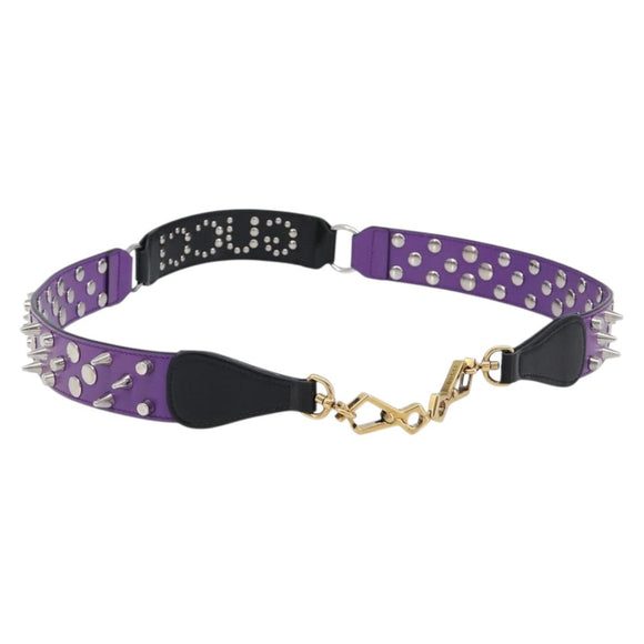 GUCCI Shoulder Strap Leather Purple Black Auth 202818V