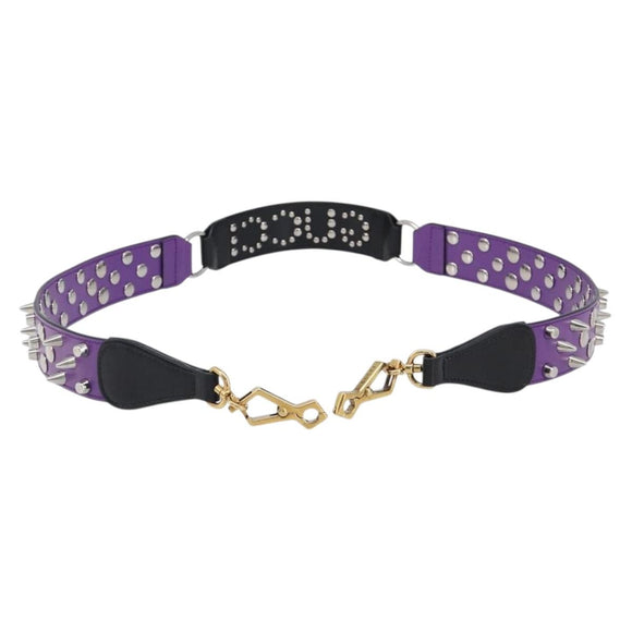 GUCCI Shoulder Strap Leather Purple Black Auth 202818V