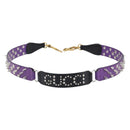 GUCCI Shoulder Strap Leather Purple Black Auth 202818V-2