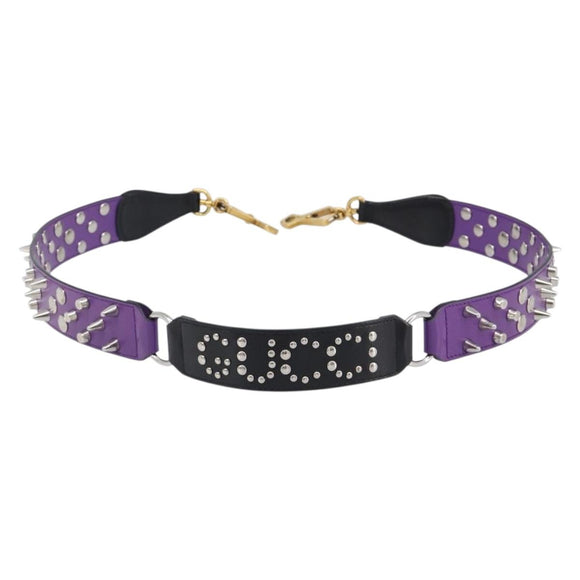 GUCCI Shoulder Strap Leather Purple Black Auth 202818V