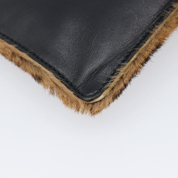 LOEWE Hand Bag Harako leather Brown Black Auth 202820