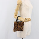 LOEWE Hand Bag Harako leather Brown Black Auth 202820-19