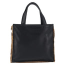 LOEWE Hand Bag Harako leather Brown Black Auth 202820-3