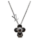 LOUIS VUITTON Pendant Vivienne Necklace Metal Black Silver M00831 Auth 202825M-1