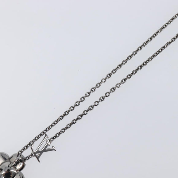 LOUIS VUITTON Pendant Vivienne Necklace Metal Black Silver M00831 Auth 202825M