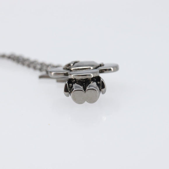 LOUIS VUITTON Pendant Vivienne Necklace Metal Black Silver M00831 Auth 202825M