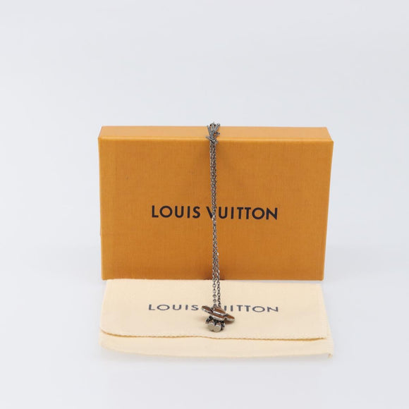 LOUIS VUITTON Pendant Vivienne Necklace Metal Black Silver M00831 Auth 202825M