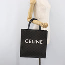 CELINE Macadam Vertical Cabas Hand Bag PVC Leather Brown Gold Tone Auth 202827A-21