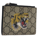 GUCCI GG Supreme Compact Wallet PVC Beige Silver 547083 Auth 202833M-1