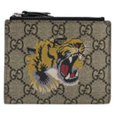 GUCCI GG Supreme Compact Wallet PVC Beige Silver 547083 Auth 202833M-13