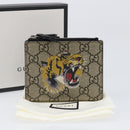 GUCCI GG Supreme Compact Wallet PVC Beige Silver 547083 Auth 202833M-12