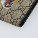 GUCCI GG Supreme Compact Wallet PVC Beige Silver 547083 Auth 202833M-14