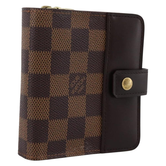 LOUIS VUITTON Damier Ebene Compact Zip Bifold Wallet N61668 LV Auth 202835