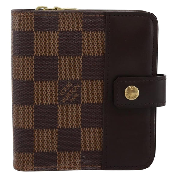 LOUIS VUITTON Damier Ebene Compact Zip Bifold Wallet N61668 LV Auth 202835