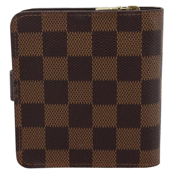 LOUIS VUITTON Damier Ebene Compact Zip Bifold Wallet N61668 LV Auth 202835