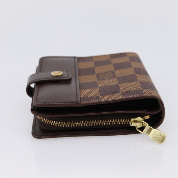 LOUIS VUITTON Damier Ebene Compact Zip Bifold Wallet N61668 LV Auth 202835