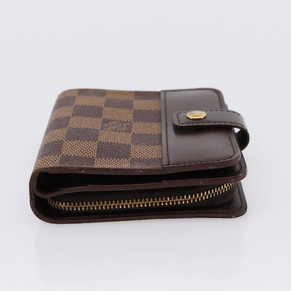 LOUIS VUITTON Damier Ebene Compact Zip Bifold Wallet N61668 LV Auth 202835
