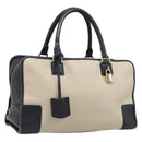 LOEWE Amazona 36 Hand Bag Leather Ivory Gold Tone Auth 202837-1
