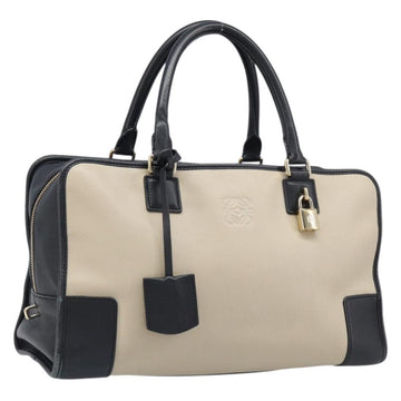 LOEWE Amazona 36 Hand Bag Leather Ivory Gold Tone Auth 202837