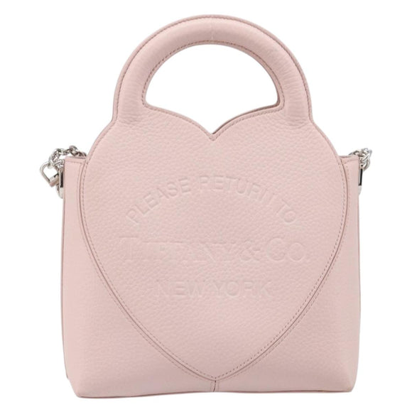 TIFFANY&Co. Return to Chain Shoulder Bag Leather 2way Pink Silver Auth 202840A