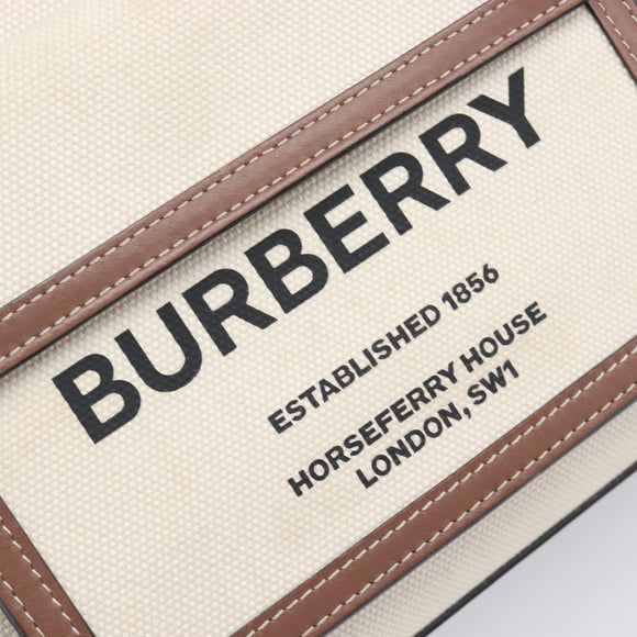 BURBERRY Hand Bag Canvas Beige Gold Tone Auth 202843