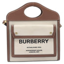 BURBERRY Hand Bag Canvas Beige Gold Tone Auth 202843-2