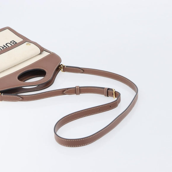 BURBERRY Hand Bag Canvas Beige Gold Tone Auth 202843