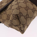 GUCCI GG Canvas Waist Bag Beige Silver 131236 Auth 202852-15