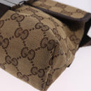GUCCI GG Canvas Waist Bag Beige Silver 131236 Auth 202852-16