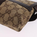 GUCCI GG Canvas Waist Bag Beige Silver 131236 Auth 202852-18
