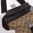 GUCCI GG Canvas Waist Bag Beige Silver 131236 Auth 202852-20