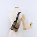 GUCCI GG Canvas Waist Bag Beige Silver 131236 Auth 202852-28