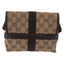 GUCCI GG Canvas Waist Bag Beige Silver 131236 Auth 202852-2