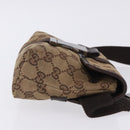 GUCCI GG Canvas Waist Bag Beige Silver 131236 Auth 202852-3