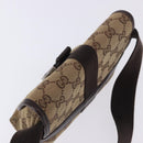 GUCCI GG Canvas Waist Bag Beige Silver 131236 Auth 202852-7