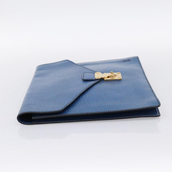 LOUIS VUITTON Epi Porte Documents Senateur Clutch Bag Blue M54455 LV Auth 202853