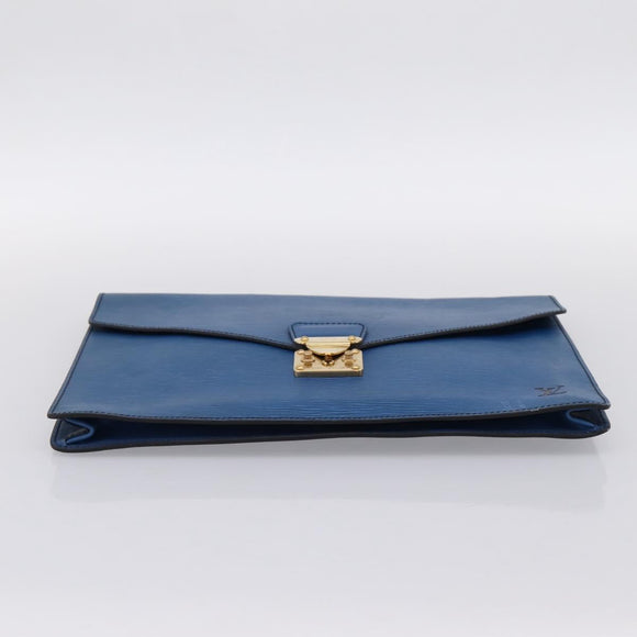 LOUIS VUITTON Epi Porte Documents Senateur Clutch Bag Blue M54455 LV Auth 202853