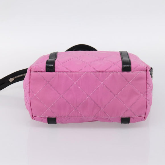 PRADA Shoulder Bag Nylon Pink Black Auth 202854