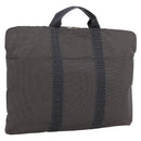 HERMES Her Line Porte Documents Hand Bag Canvas Gray Silver Auth 202855A-1