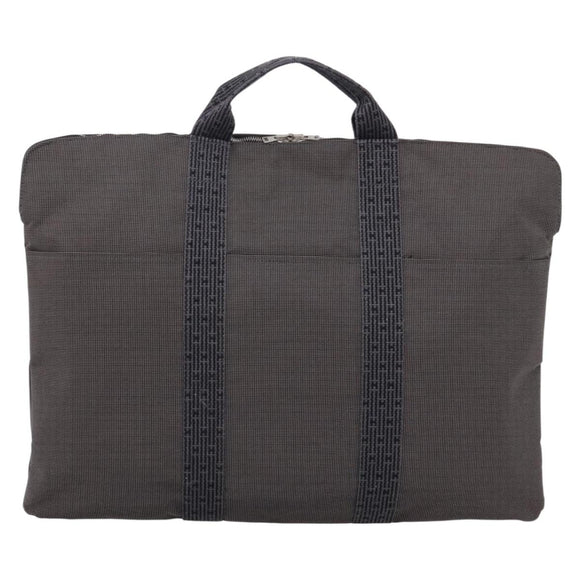 HERMES Her Line Porte Documents Hand Bag Canvas Gray Silver Auth 202855A
