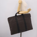 HERMES Her Line Porte Documents Hand Bag Canvas Gray Silver Auth 202855A-22