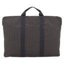 HERMES Her Line Porte Documents Hand Bag Canvas Gray Silver Auth 202855A-3