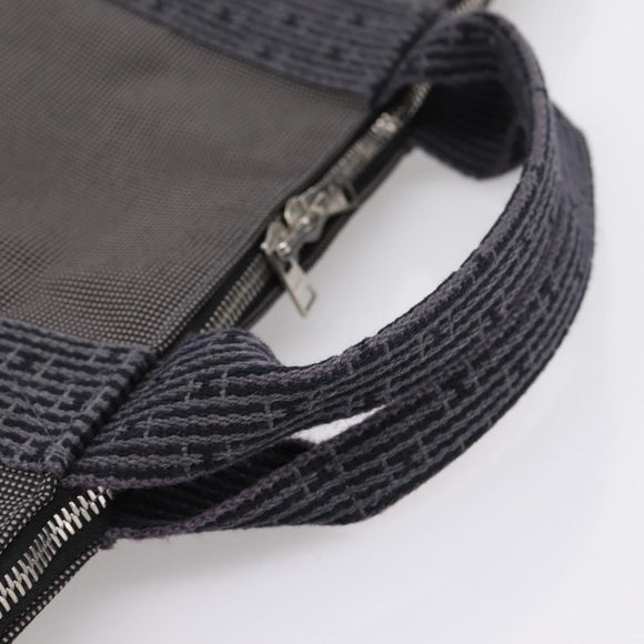 HERMES Her Line Porte Documents Hand Bag Canvas Gray Silver Auth 202855A