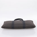 HERMES Her Line Porte Documents Hand Bag Canvas Gray Silver Auth 202855A-9