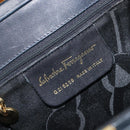 Salvatore Ferragamo Gancini Hand Bag Leather 2way Navy Gold Tone Auth 202857V-21
