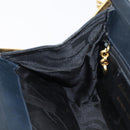 Salvatore Ferragamo Gancini Hand Bag Leather 2way Navy Gold Tone Auth 202857V-24
