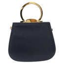 Salvatore Ferragamo Gancini Hand Bag Leather 2way Navy Gold Tone Auth 202857V-3