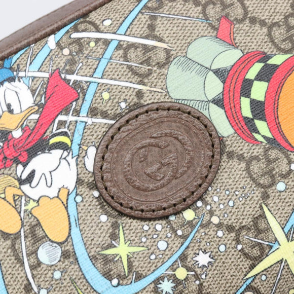 GUCCI GG Supreme Disney Donald Duck Shoulder Bag PVC Beige 648124 Auth 202863SAM
