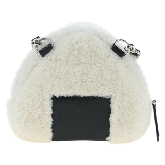 FENDI Rice Ball Shoulder Bag Bore White Black 7AS240 Auth 202864SAM